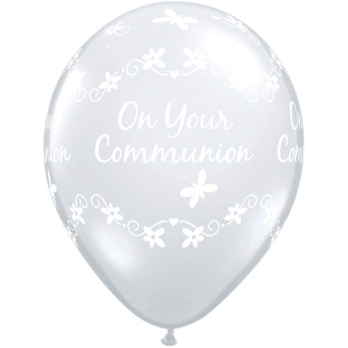 Qualatex 11'' Diamond Clear Communion Butterflies around latex balloons(25)