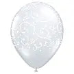 Qualatex 11'' Diamond Clear Filigree & Hearts around latex print balloons (25)
